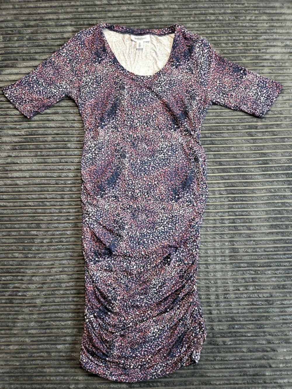 Motherhood Maternity Midi Dress in Blue & Red Size Small